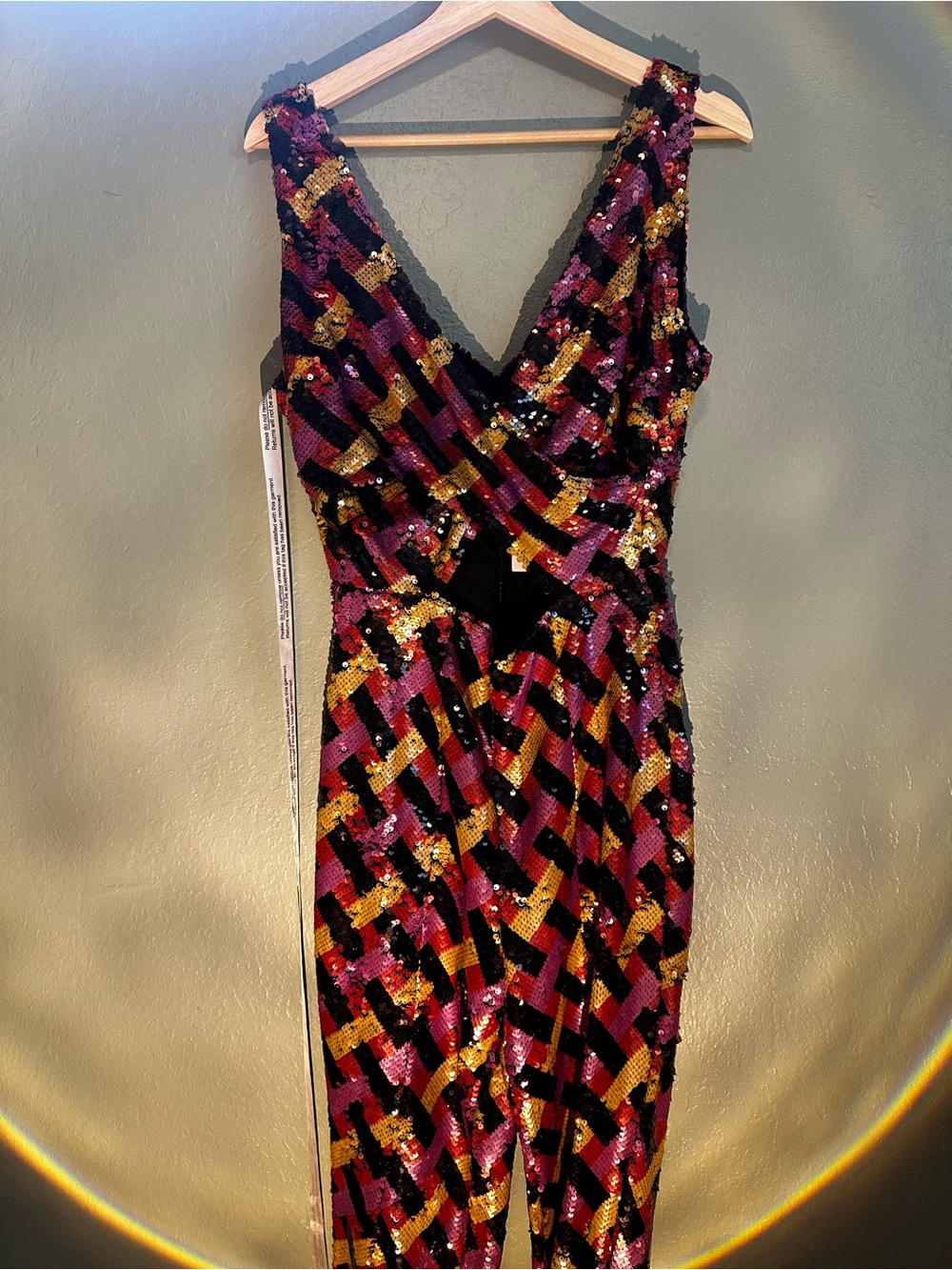 Nasty Gal Check Sequin Flare Jumpsuit